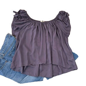 NWT Altar'd State Dark Grey Rayon Off the Shoulder Boho Top - SIZE LARGE